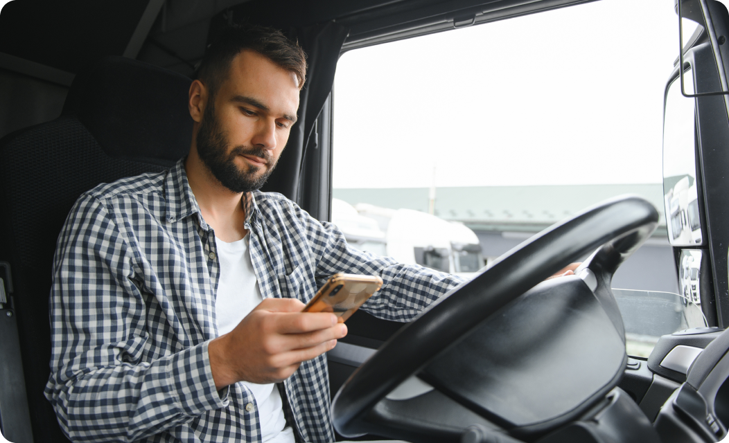 the driver in the truck is quickly connecting with matrack customer support